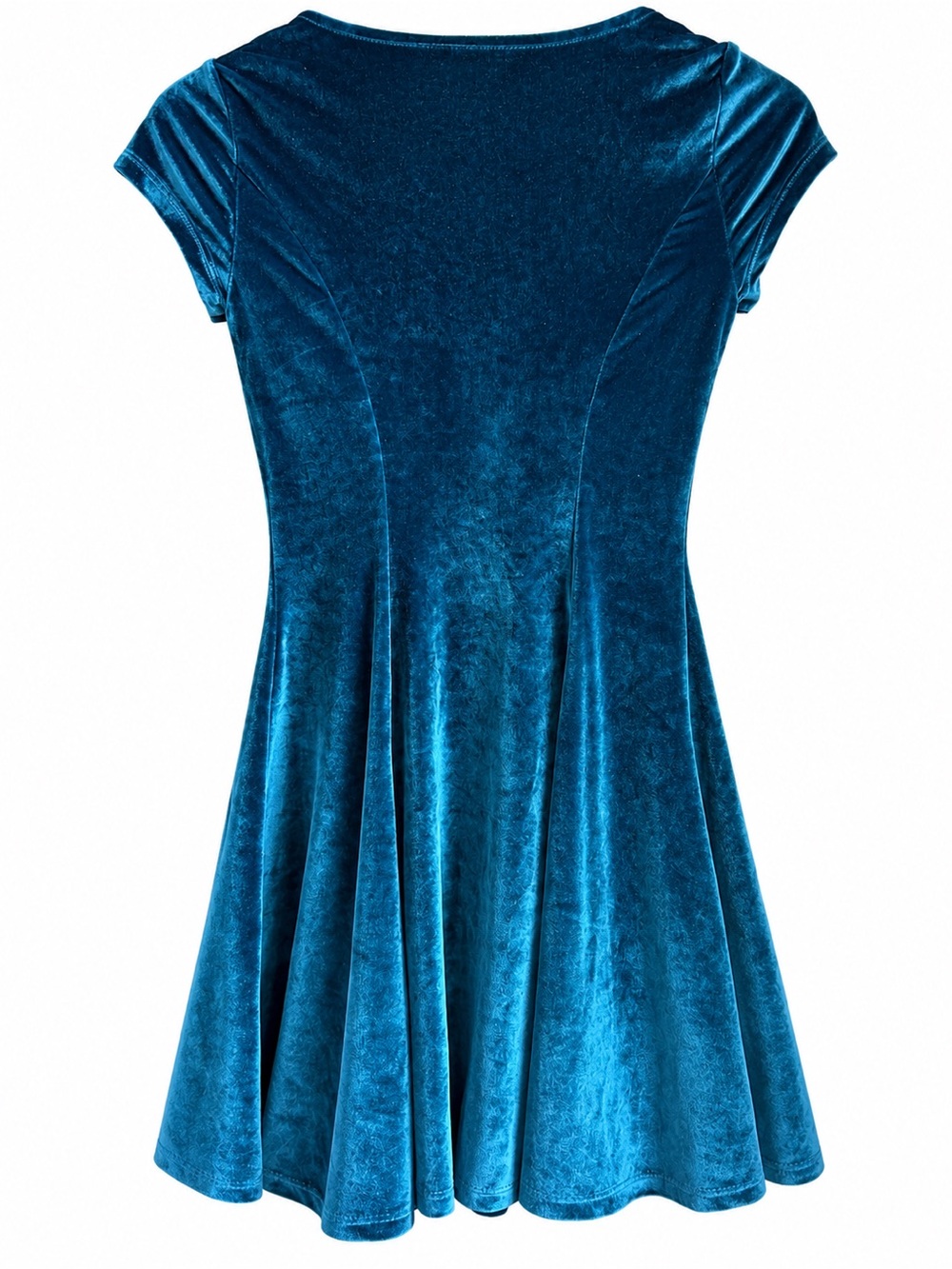 Kimchi Blue Teal Velvet Mini Dress XS Ruched Fit & Flare Y2K Style Cocktail - Picture 2 of 8